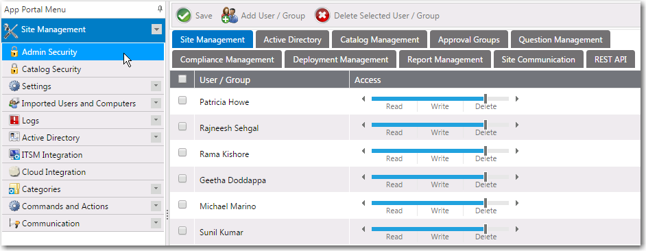 Admin Security View